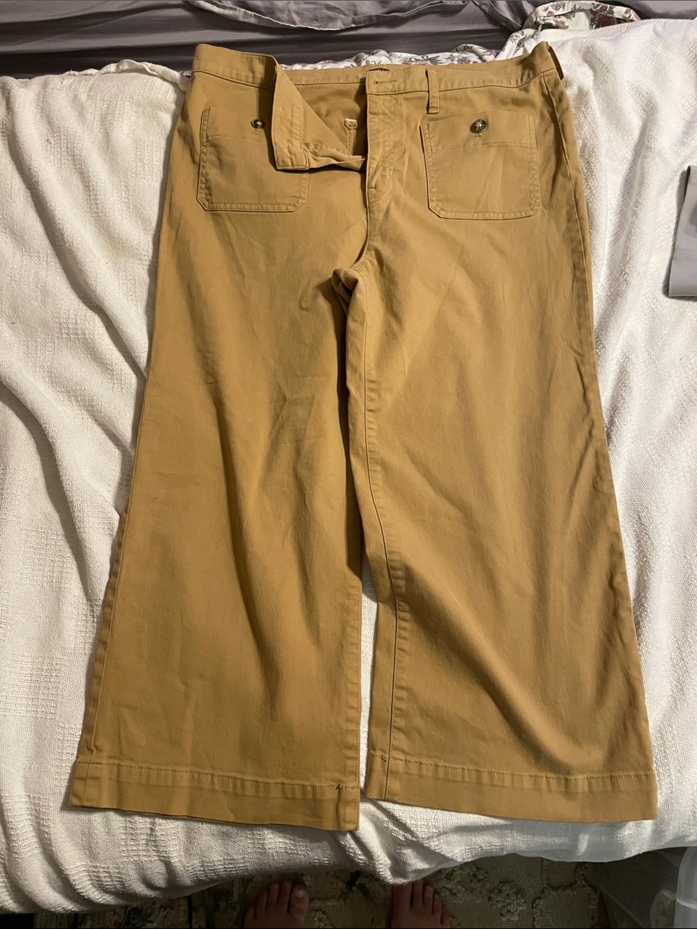 J. Crew Wide Leg Capris in Mustard Tan